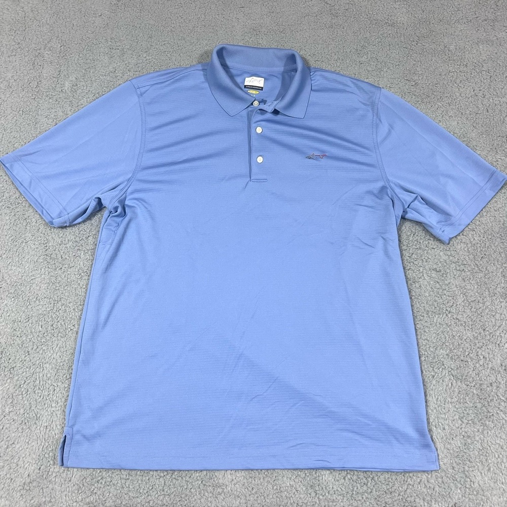 Greg Norman Polo Golf Shirt Men's Play Dry Performance Blue Large